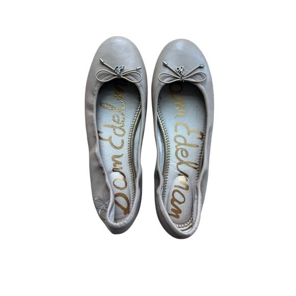 Sam Edelman Womens Beige Felicia Leather Round Toe Slip On Ballet Flats Size 10M - Picture 1 of 14